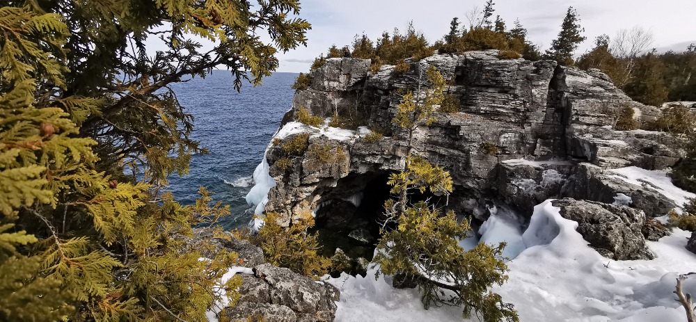 The Grotto, a limestone cave in Bruce Peninsula National Park in the winter