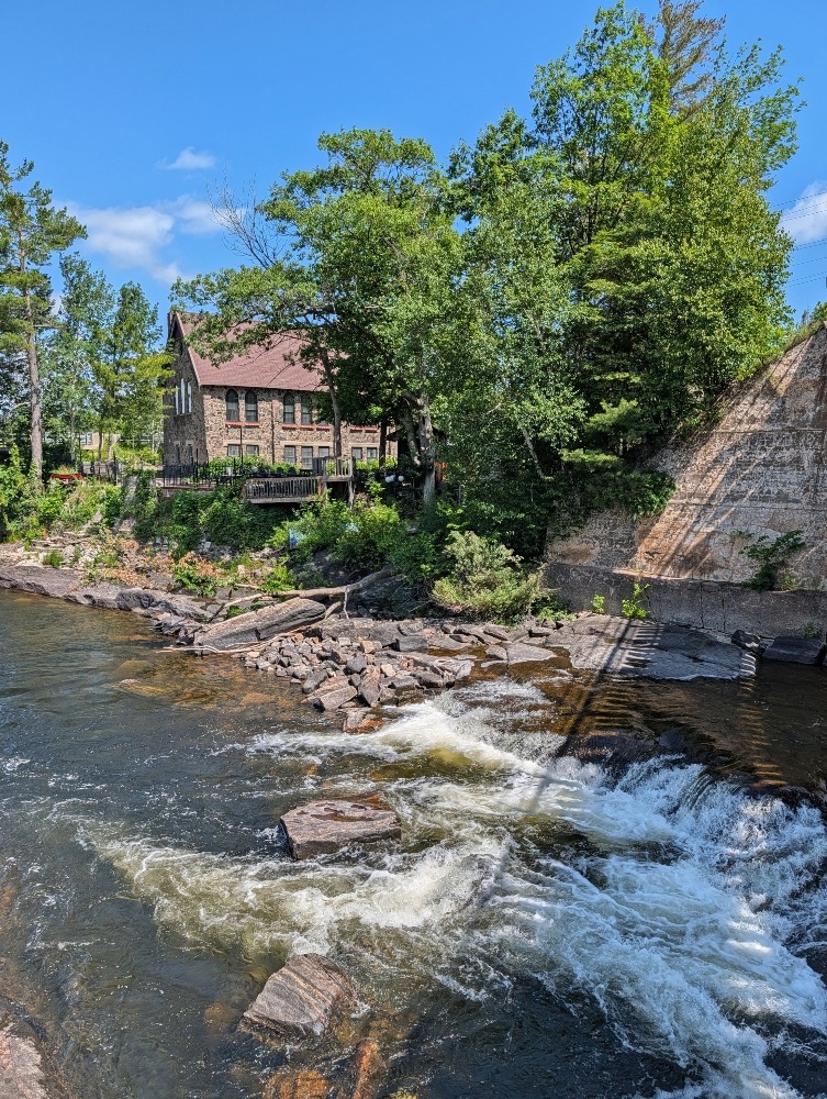 small cascade waterfall known as Bala Falls in Muskoka
