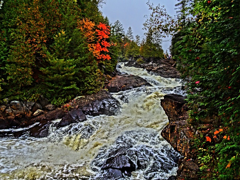 Ragged Falls in Ontario in fall