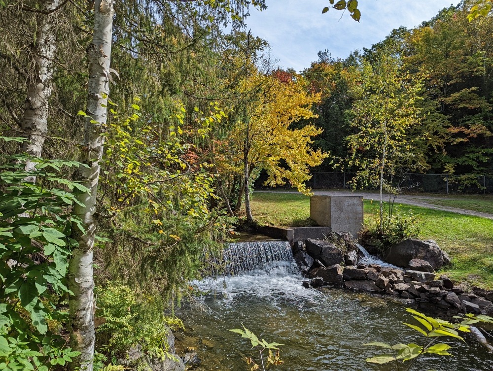 the smaller Hatchery Falls surrounded by fall foliage