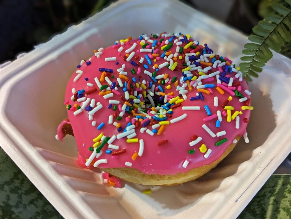 Mariposa Market's The Homer donut with pink icing and sprinkles