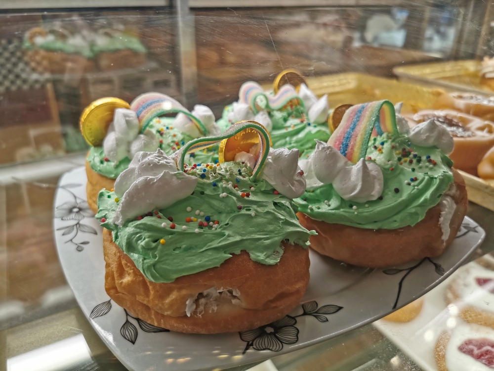 St. Patrick's Day donuts with green icing