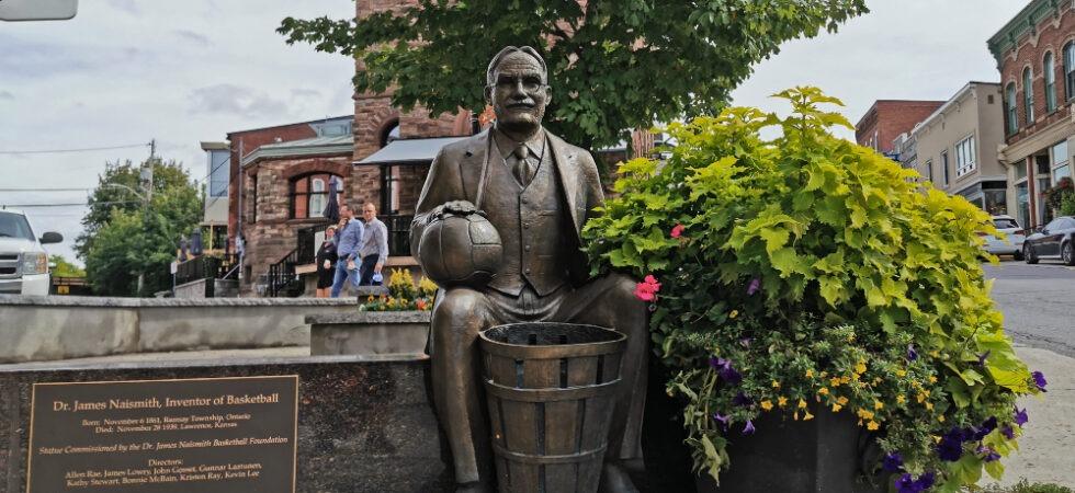 Dr. James Naismith Statue on Mill Street.