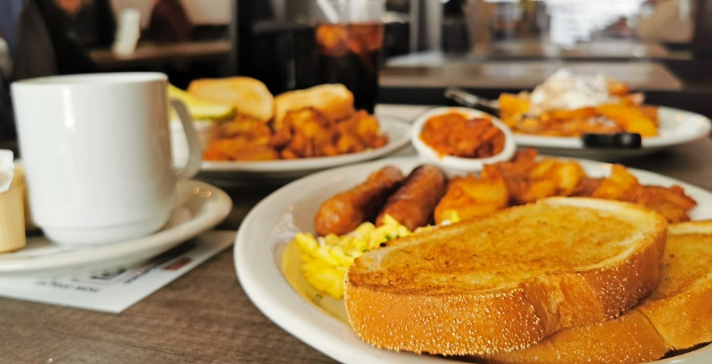 Plate of breakfast at Dunlop Street Diner in Barrie