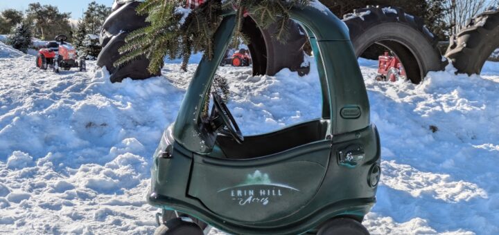Kid's toy car in the snow