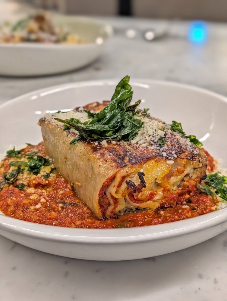 Plate of lasagna at One Fine Foods