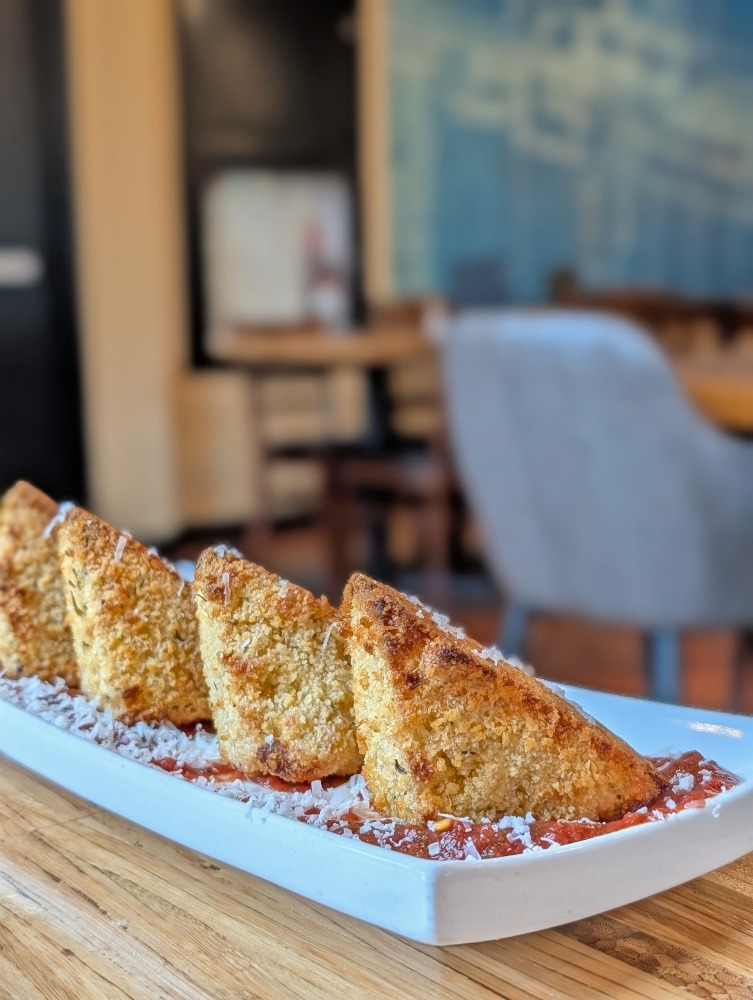 Triangle Mac n' Cheese Bites from Railyard Cafe in Peterborough