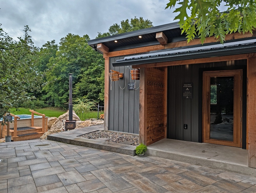 hot pool, cold bucket treatment and Finnish sauna