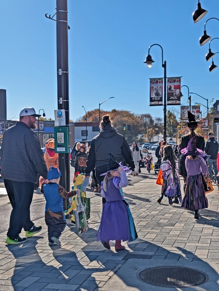 kids dressed up in Halloween costumes for Skele-bration in downtown Smiths Falls